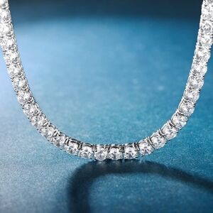 Classic White Cubic Zirconia Tennis Necklace - Women Jewelry